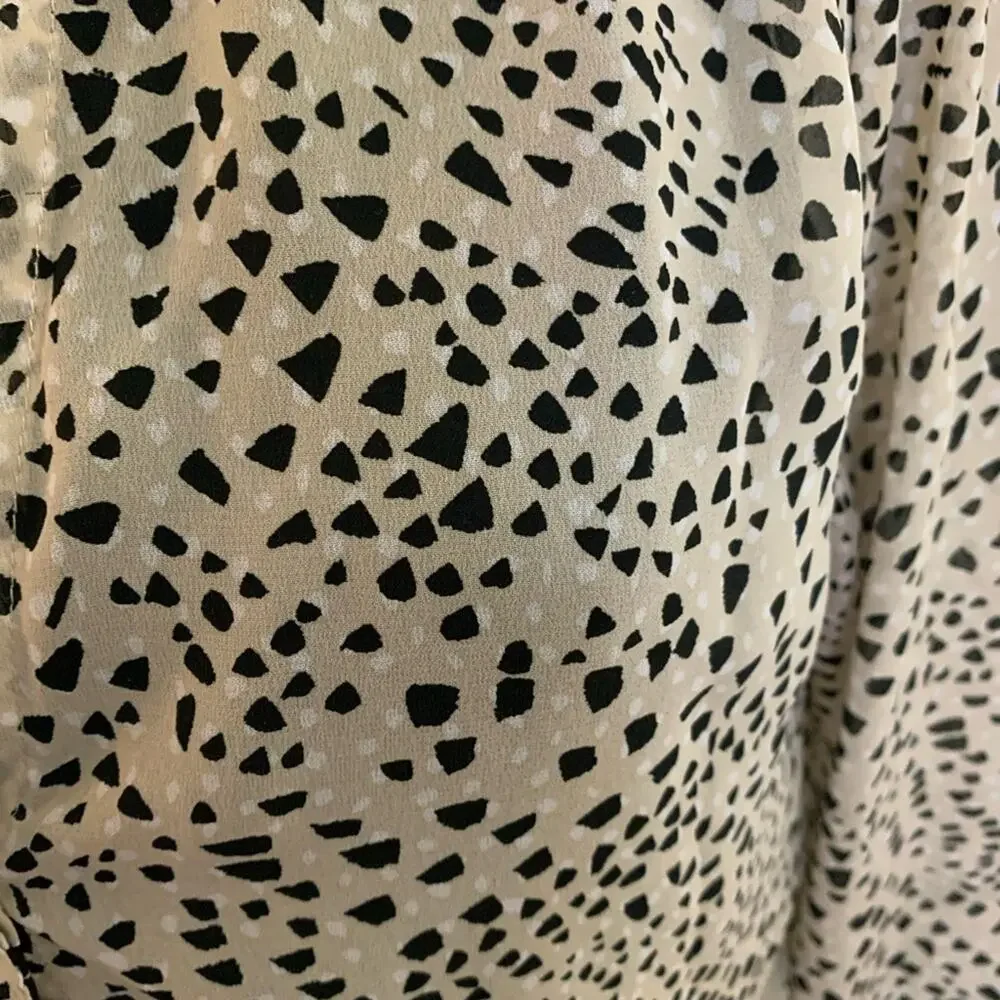 Banana Republic Sheer Popover Blouse Tunic Size Small Beige & Black - Picture 5 of 7